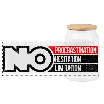 No Hesitation - Panoramic Cookie Jar with Wooden Lid - white - Front