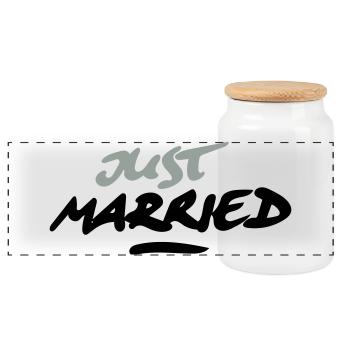just married 2C - Panorama Keksdose mit Holzdeckel - Weiß - Vorne