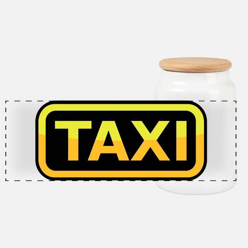 Taxi Schild - Panorama Keksdose mit Holzdeckel - Weiß