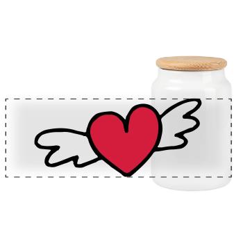 cadeau d'amour coeur volant - Boîte à biscuits avec couvercle en bois - blanc - Devant