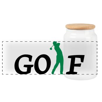 Golf - Panorama Keksdose mit Holzdeckel - Weiß - Vorne
