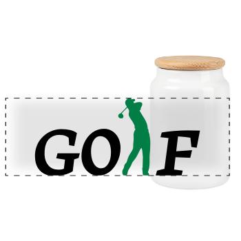 golf - Panoramic Cookie Jar with Wooden Lid - white - Front