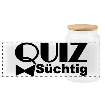 Quiz-süchtig Quiz Wissen Hobby Spruch lustig TV - Panorama Keksdose mit Holzdeckel - Weiß - Vorne