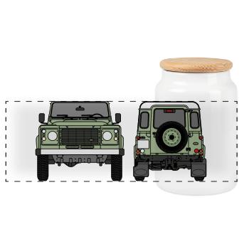 Defender - Front and Rear - Panoramic Cookie Jar with Wooden Lid - white - Front