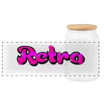 Retro - Panorama Keksdose mit Holzdeckel - Weiß - Vorne