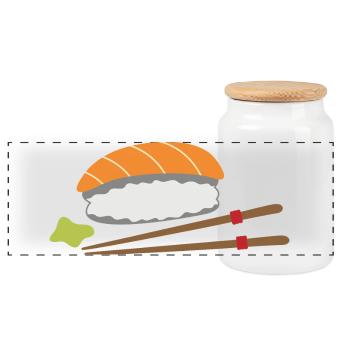 sushi - Panoramic Cookie Jar with Wooden Lid - white - Front