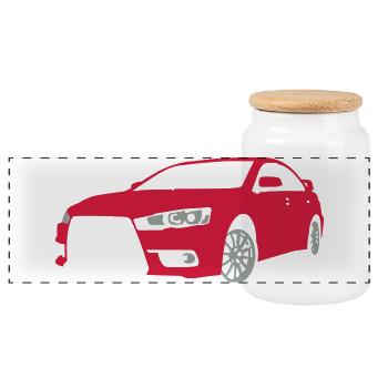 voiture de sport - Boîte à biscuits avec couvercle en bois - blanc - Devant