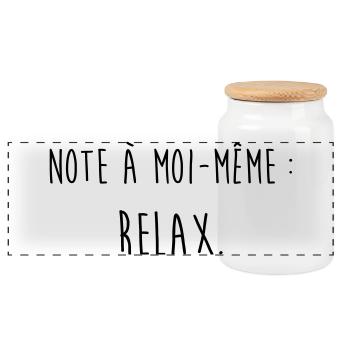 Relax / Humour / Fainéant / Paresse / Drôle Stress - Boîte à biscuits avec couvercle en bois - blanc - Devant