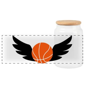 Basketball - Basket Ball - Game - Sport - Player - Panoramic Cookie Jar with Wooden Lid - white - Front