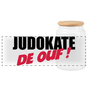 Judo / Judoka / Sport / Fight / Fighter / Strong - Panoramic Cookie Jar with Wooden Lid - white - Front