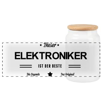Bester Elektroniker - Panorama Keksdose mit Holzdeckel - Weiß - Vorne