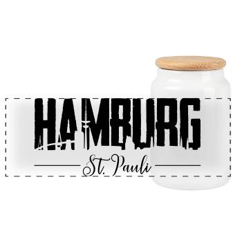 Hamburg St. Pauli, Reeperbahn, Kiez - Panorama Keksdose mit Holzdeckel - Weiß - Vorne