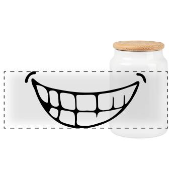 grin - Panoramic Cookie Jar with Wooden Lid - white - Front