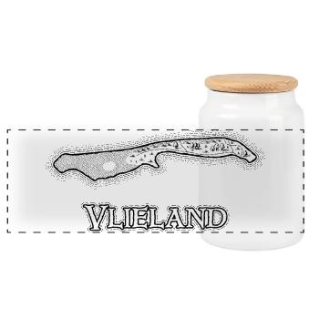Vlieland | Antique map | Treasure map - Panoramic Cookie Jar with Wooden Lid - white - Front