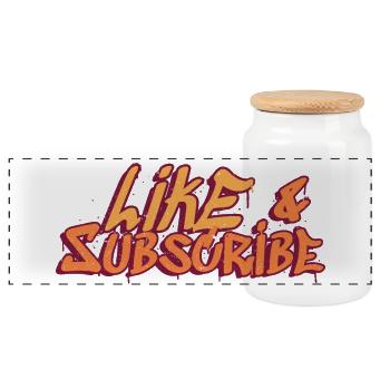 Like &Subscribe Graffiti Style - Boîte à biscuits avec couvercle en bois - blanc - Devant