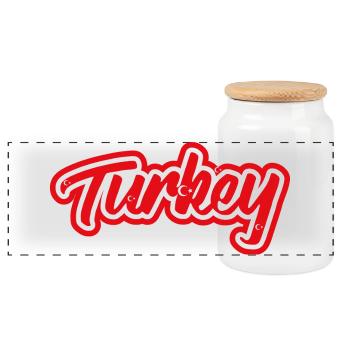Aufkleber Flagge der Türkei Türkei Tuerkei Turquie - Panorama Keksdose mit Holzdeckel - Weiß - Vorne