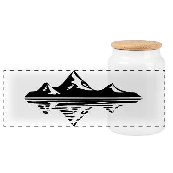 Mountain Mountains - Panoramic Cookie Jar with Wooden Lid - white - Front