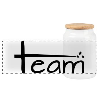 Team Style mit Sternen - Panorama Keksdose mit Holzdeckel - Weiß - Vorne