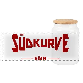 Südkurve Köln - Panorama Keksdose mit Holzdeckel - Weiß - Vorne