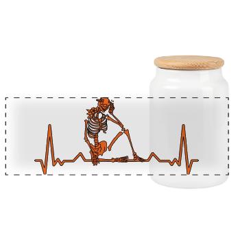Heart rate from the skeleton - Panoramic Cookie Jar with Wooden Lid - white - Front