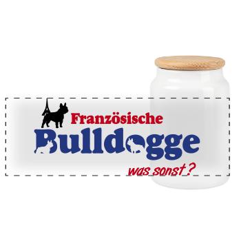 Französische Bulldogge Logo - Panorama Keksdose mit Holzdeckel - Weiß - Vorne