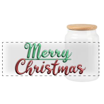 Frohe Weihnachten - Panorama Keksdose mit Holzdeckel - Weiß - Vorne