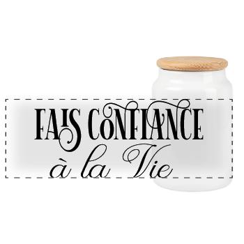 fais confiance a la vie - Boîte à biscuits avec couvercle en bois - blanc - Devant