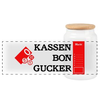 Kassenbongucker - Panorama Keksdose mit Holzdeckel - Weiß - Vorne