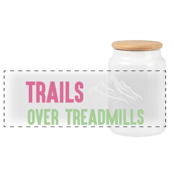 Trail Running - Sentiers sur tapis roulants - Boîte à biscuits avec couvercle en bois - blanc - Devant