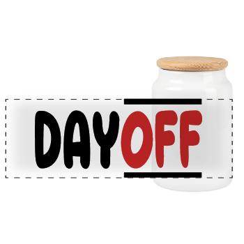 Day Off Time Off From Work To Relax - Panoramic Cookie Jar with Wooden Lid - white - Front