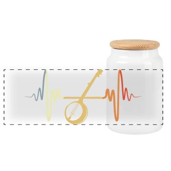 Retro Banjo - Panoramic Cookie Jar with Wooden Lid - white - Front