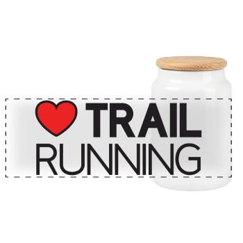 J’adore le trail running - Boîte à biscuits avec couvercle en bois - blanc - Devant