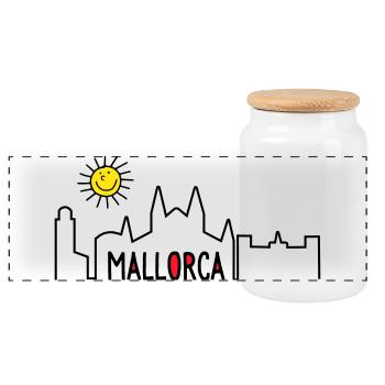 Mallorca in summer - Panoramic Cookie Jar with Wooden Lid - white - Front