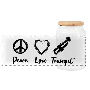 I love trumpet - Panoramic Cookie Jar with Wooden Lid - white - Front