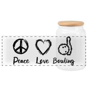 L’amour du bowling - Boîte à biscuits avec couvercle en bois - blanc - Devant