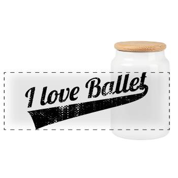 I Love Ballet - Panoramic Cookie Jar with Wooden Lid - white - Front