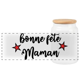 MOM. MOTHER'S DAY. HAPPY MOTHER'S DAY - Panoramic Cookie Jar with Wooden Lid - white - Front