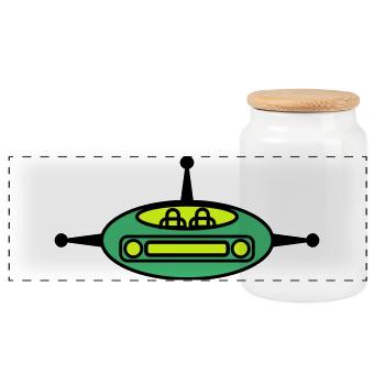 Planeur spatial - Boîte à biscuits avec couvercle en bois - blanc - Devant