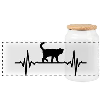 Cat pulse rate - Panoramic Cookie Jar with Wooden Lid - white - Front