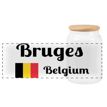 Bruges Belgique - Imprimés élégants - Boîte à biscuits avec couvercle en bois - blanc - Devant