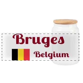 Bruges Belgique - Imprimés élégants - Boîte à biscuits avec couvercle en bois - blanc - Devant