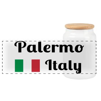 Palerme, Italie - Imprimés élégants - Boîte à biscuits avec couvercle en bois - blanc - Devant