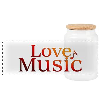 Love Music - Boîte à biscuits avec couvercle en bois - blanc - Devant