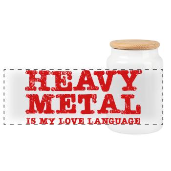 Le Heavy Metal est mon langage d’amour - Boîte à biscuits avec couvercle en bois - blanc - Devant