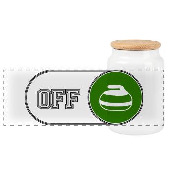Curling mode - for a fan of this winter sport - Panoramic Cookie Jar with Wooden Lid - white - Front