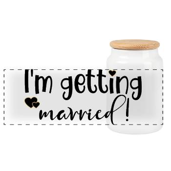 GETTING MARRIED BRIDE - Panoramic Cookie Jar with Wooden Lid - white - Front