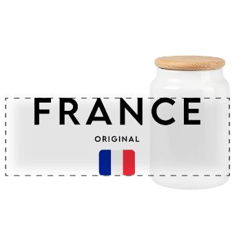 French pride, minimalist sleek design - Panoramic Cookie Jar with Wooden Lid - white - Front