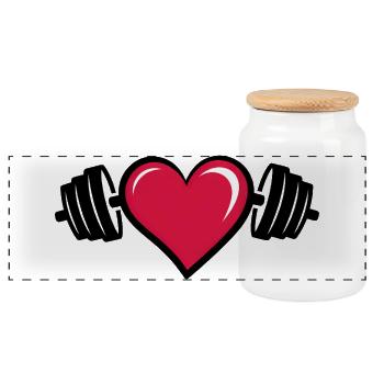 Amateur de gym - Boîte à biscuits avec couvercle en bois - blanc - Devant