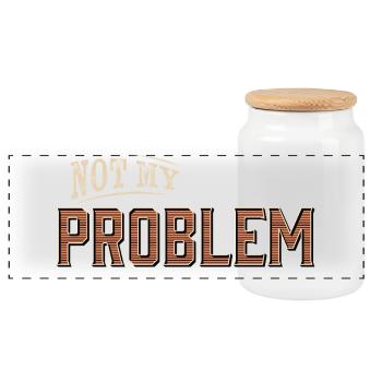 Humorous Not My Problem Design - Panoramic Cookie Jar with Wooden Lid - white - Front