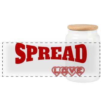Ausdrucksstarkes Spread Love Design - Panorama Keksdose mit Holzdeckel - Weiß - Vorne